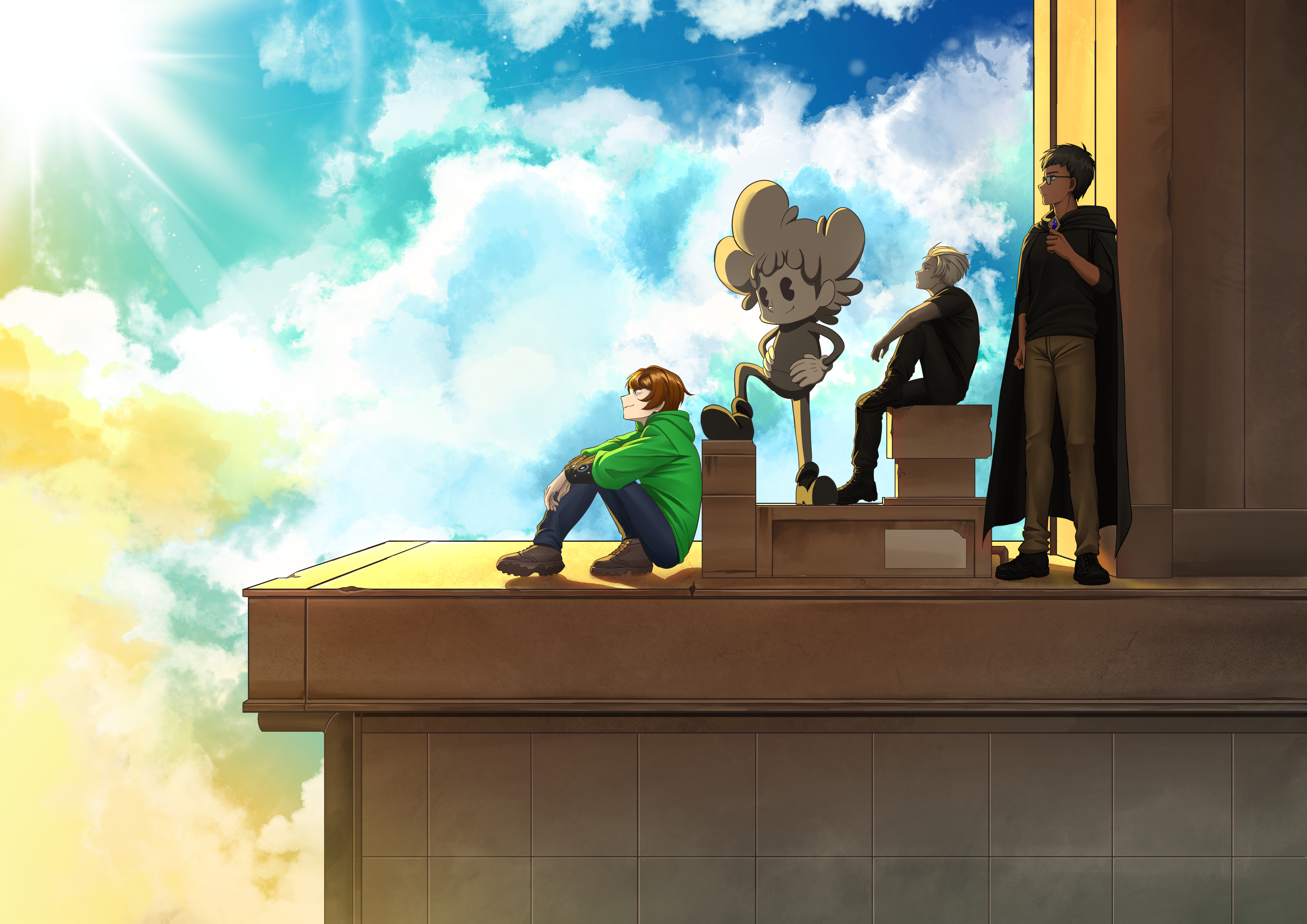Game box art for Project Twins showing the four main characters against a bright sky